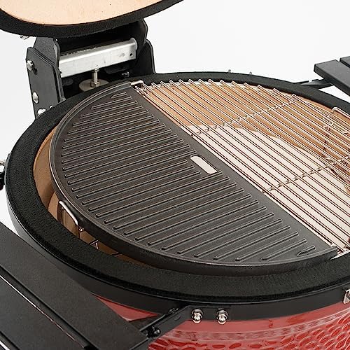 Kamado Joe Half-Moon Cast Iron Reversible Flat-Top Griddle with Smooth and Ribbed Surface for Classic Joe Charcoal Grill and Smokers in Black, Model KJ-HCIGRIDDLE - Image 4