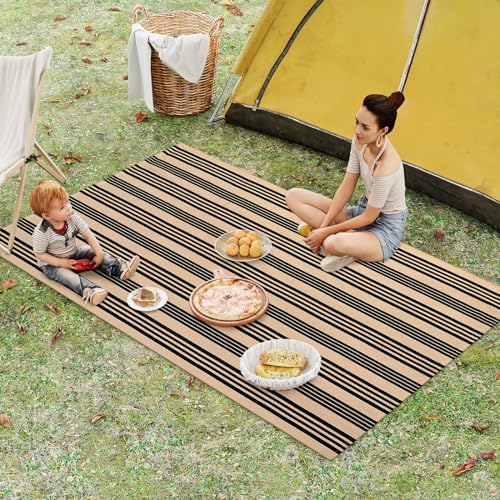 Striped Fall Outdoor Rug 5'x7', Washable Cotton Hand Woven Patio Rug - Image 6