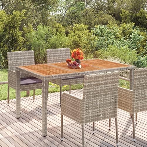 Garden Dining Table 59.1"x35.4" Grey Acacia Wood Top Steel Frame Rectangular Outdoor Patio Table Weather-Ready for BBQ Picnic Terrace by Unknown
