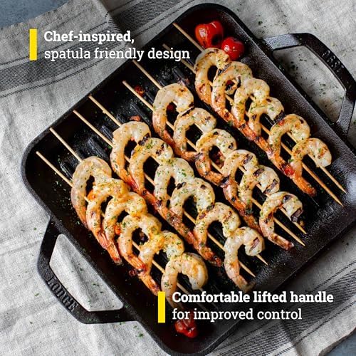 Lodge Chef Collection 11 Inch Pre-Seasoned Cast Iron Square Grill Pan - Image 4