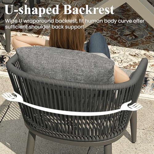 LayinSun 7 Pieces Outdoor Patio Dining Set, Aluminium Rectangular Dining Table and Wicker Rattan Chairs Set for Outside Backyard, Poolside - Image 3