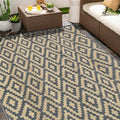 SAND MINE Reversible Mats, Plastic Straw Rug, Modern Area Rug, Large Floor Mat and Rug for Outdoors, RV, Patio, Backyard, Deck, Picnic, Beach, Trailer, Camping (8' x 10', Grey Tan Lattice) by SANDMIND