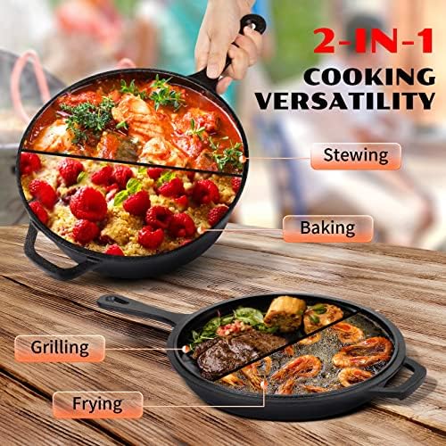 Overmont 3.2qt Cast Iron Skillets + 5qt Dutch Oven Bundle - Image 6