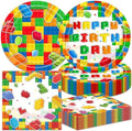 40pcs Building Block Party Supplies,Colorful Building Block Party Decoration Supplies,Used for Building Block Party Decoration,Include 20pcs 7inch dinner plates, 20 Napkin (red) by Unknown