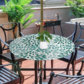 Fitted Round Tablecloth with Umbrella Hole and Zipper Abstract Nature Outdoor Elastic Table Cloth 45"-56" Oil-Proof Waterproof Green Nature Patio Table Cover for Picnic Party by GzLeyigouHomeKitchen
