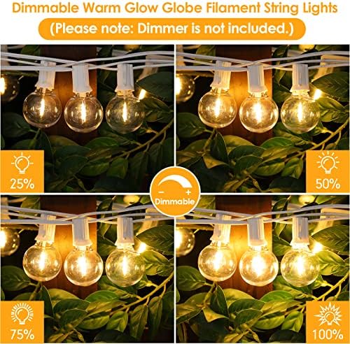 Mlambert 150Ft(3x50Ft) Outdoor String Lights, Connectable G40 Globe Patio Lights Connectable with 75+6 LED Plastic Bulbs for Outside Backyard Wedding-White Wire - Image 2