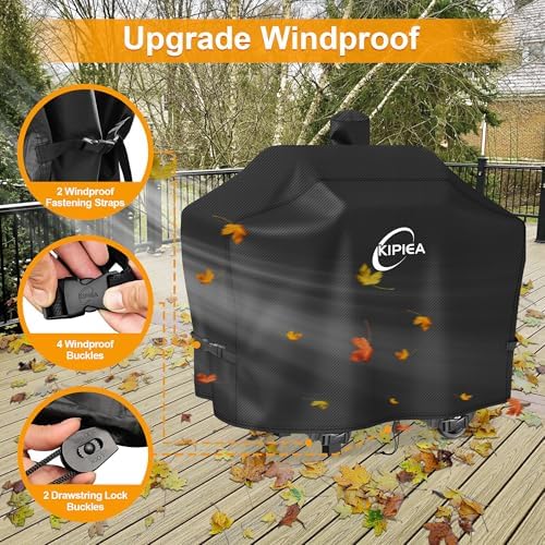 Kipiea 600D Heavy Duty Pellet Grill Cover for Camp Chef SmokePro 24 Series, Waterproof Wood Pellet Smoker Cover with Windproof Buckles, UV Resistant, No Tear, No Fading - Image 5