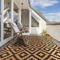 SAND MINE Waterproof Outdoor Rug 4x6 ft, Plastic Straw Area Rug, Large Floor Mat for Outdoors, RV, Patio, Backyard, Deck, Picnic, Beach, Trailer, Camping, Black & Brown Lattice by SANDMIND