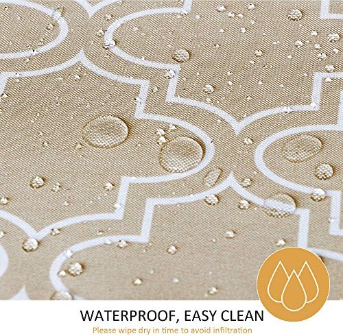 ColorBird Elegant Moroccan Outdoor Tablecloth Waterproof Spillproof Polyester Fabric Table Cover with Zipper Umbrella Hole for Patio Garden Tabletop Decor (Square 60 x 60 Inch, Zippered, Khaki) - Image 4
