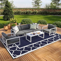 GENIMO Outdoor Rug, Waterproof Plastic Rugs 9'x18' for Camping Blue White by GENIMO