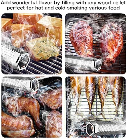 Smoke Tube for Pellet Smoker, 12'' Smoker Tube for Pellet Grill - Hot or Cold Smoker Accessories for Electric Gas Charcoal Grilling, Premium Stainless Steel Portable Barbecue Smoking Tube, Bonus Brush - Image 3