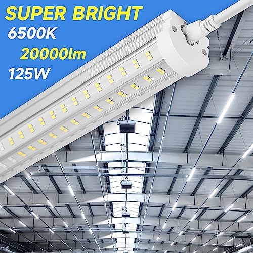 Phiwicsh 8FT U Shape 125W Integrated Tube Bright LED Light, 6500K Clear White, 20000LM - Flush Mount/Hanging Linkable LED Ceiling Lights for Garage, Plug&Play, 6 Pack - Image 2