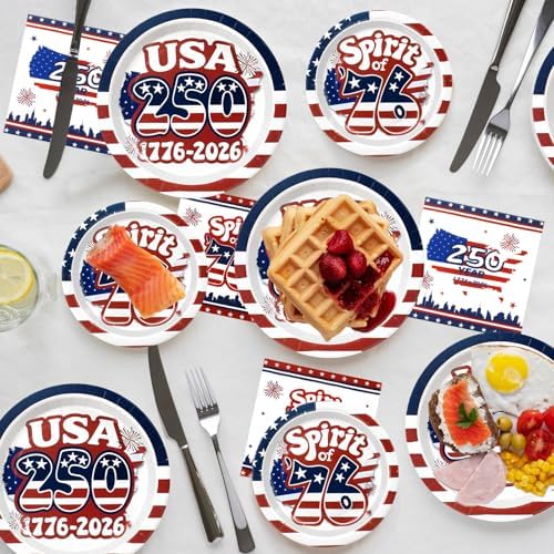 180Pcs 4th of July paper Plates and Napkins Party Supplies,Serve 60 - Image 4