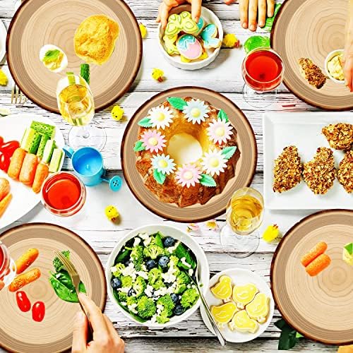40Pcs Wood Grain Party Supplies Wood Grain Paper Plates 7" Rustic Wood Slice Dessert Plates Camp-Fire Party Supplies Camping Woodland Animal Baby Shower Lumberjack Theme Birthday Part y Decorations - Image 7