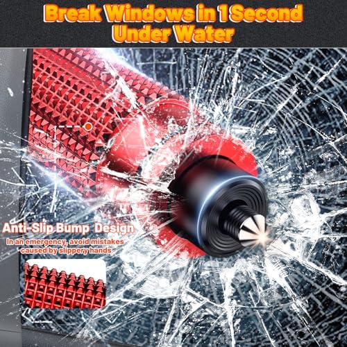 smosun Safehammer - 2026 Upgraded Safe Hammer Glass Breaker Under Water, Car Hammer Seatbelt Cutter Window Breaker Emergency Escape Tool, Safehammer Glass Breaker for New Cars (3PCS Red Black Silver) - Image 2