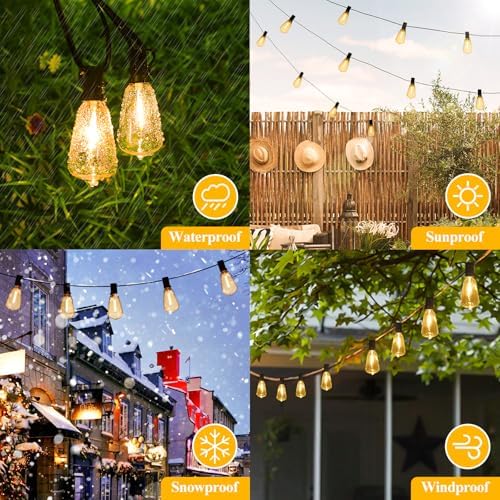 Brightever 50FT Outdoor String Lights 27 Bulbs, 2200K Amber Lights - Image 5