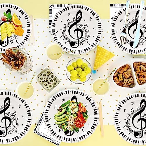 80 Pcs Musical Notes Paper Plates - 7" Music Dessert Plates for Rock Band Concert Theme Birthday Party Supplies Decorations - Image 7