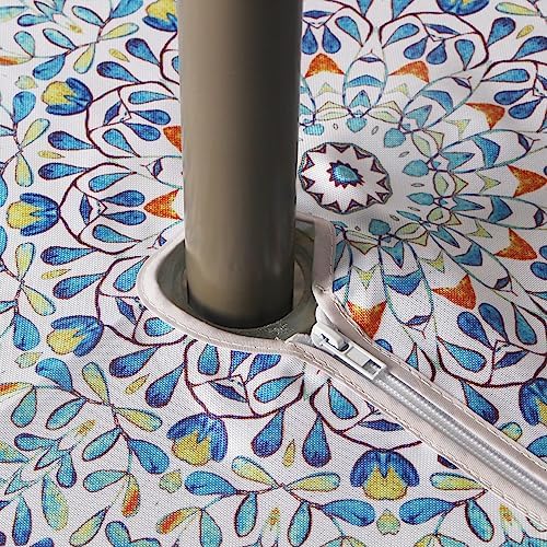 EHouseHome Outdoor and Indoor 60inch Round Tablecloth with Umbrella Hole and Zipper, Waterproof Zippered Patio Cloths, Spring/Summer Table Covers for Backyard Circular Table/BBQs/Picnic - Image 5