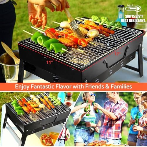 KOCASO Portable Charcoal Grill Foldable - Lightweight BBQ Smoker Grill for Camping, Tailgating, Picnics & Outdoor Grilling, Compact Design with Removable Ash Catcher - Image 6