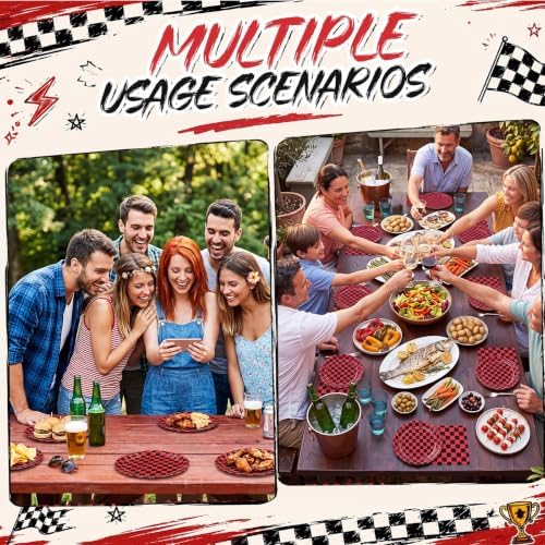Roshtia 120 Pcs Black Red Checked Plates and Napkins, Racing Party Decor - Image 6