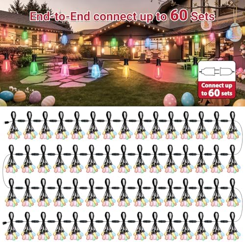 LAMPHOME 4-Pack 26Ft ST38 Outdoor String Lights, Multicolor Patio Lights with 48+4 ST38 Edison LED Shatterproof Colorful String Light for Outside Bistro Christmas Patio Party Decorations - Image 6