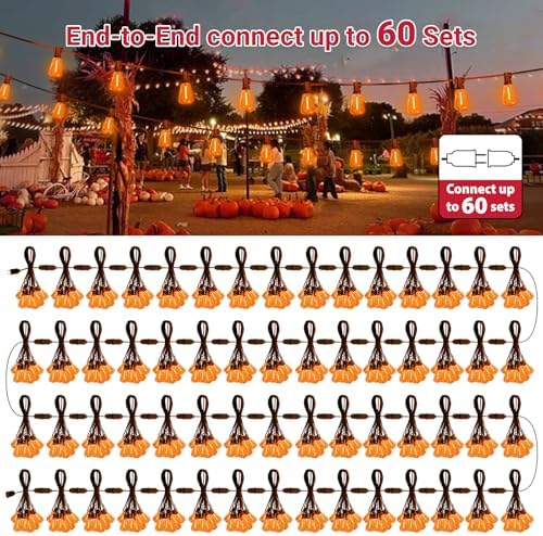 Orange Outdoor halloween String Lights ,26FT ST38 LED Patio Lights with 12+1 Shatterproof Edison Bulbs,UL Waterproof Connectable Outside Hanging Lights for Backyard Porch Bistro Christmas Party Decor - Image 7