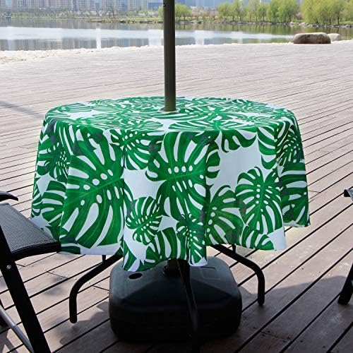 EHouseHome Outdoor Indoor 70inch Round Tablecloth with Umbrella Hole and Zipper, Waterproof Zippered Patio Table Cloths, Spring/Summer Table Covers for Backyard Circular Table/BBQs/Picnic - Image 3