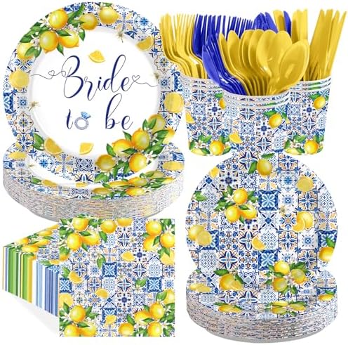 168Pcs Lemon Bridal Shower Citrus Fruit Party Decor Serves 24 by Greencian