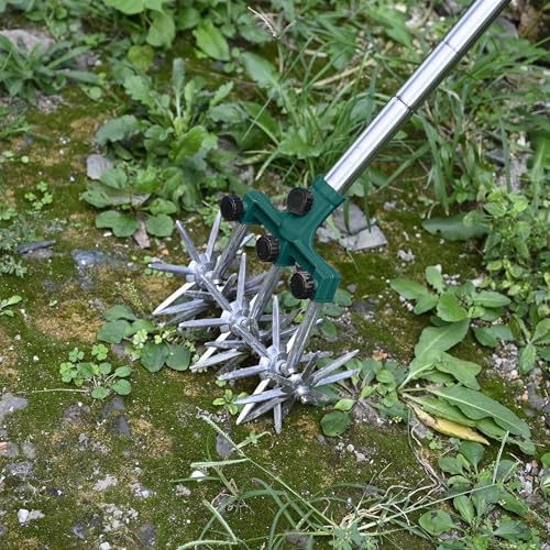 BARAYSTUS Rotary Cultivator Garden Rotary Tiller Adjustable Stainless Steel Poles Hand Tiller for Soil Mixing or Reseeding Grass Lawn Tiller Total Length 57 Inch - Image 7