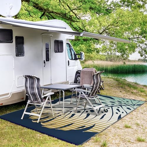 GENIMO Outdoor Rug, Waterproof Plastic Rugs for Patio, 6'x9' Yellow Blue - Image 5