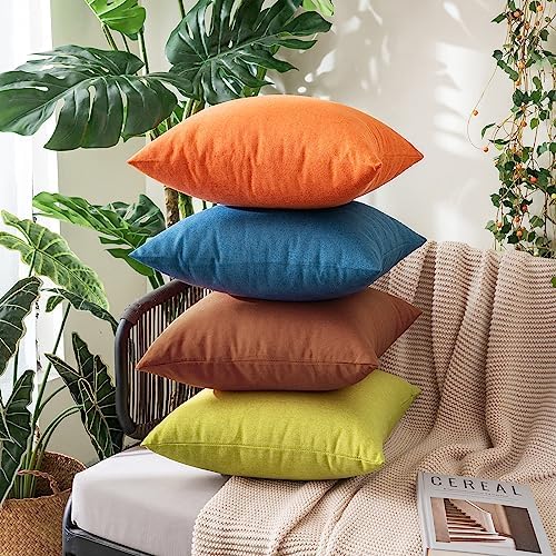 MIULEE Decorative Outdoor Pillow Covers Fall 12x12 Bright Orange - Image 6