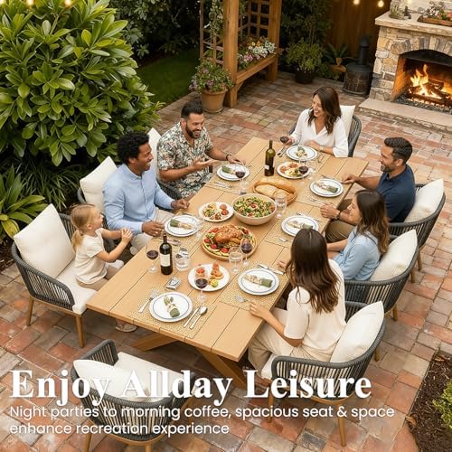 LayinSun 5 Pieces Outdoor Patio Dining Set, Aluminium Rectangular Dining Table and Wicker Rattan Chairs Set for Outside Backyard, Poolside - Image 2