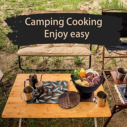 7" Cast Iron Japanese Sukiyaki Hot Pot, Cheese Fondue, Camping Cooking - Individual or Couple's Size - Nabe Shabu nabemono Pot, Alcohol Stove, Wooden Lid - Ideal for High-End Restaurants - Image 4