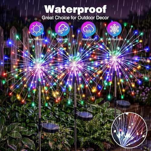 btfarm 8 Pack Solar Garden Lights Outdoor, 8 Modes Firework Lights Outside - Image 5