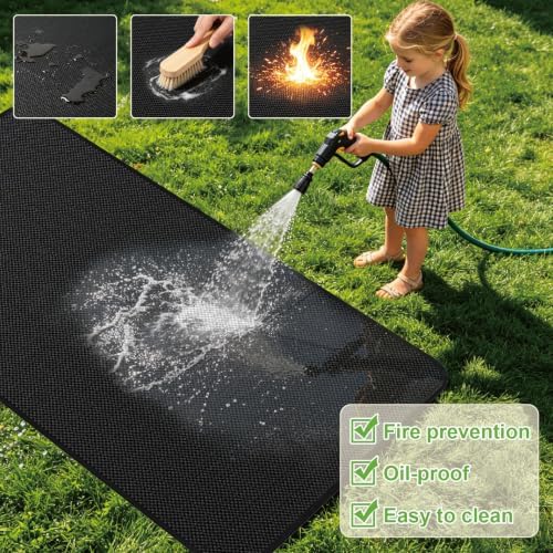 76" x 52" Large Under Grill Mats for Outdoor Grill, Double-Sided Fireproof for Deck & Patio, Waterproof Oil-Proof Non-Slip Rubber Mat for BBQ, Fire Pit – Heavy Duty Grill Accessories - Image 7