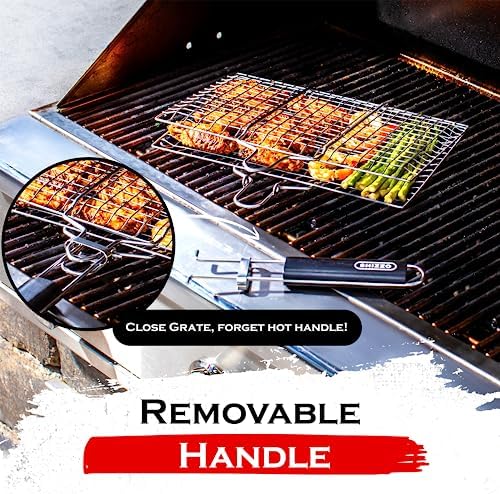 SHIZZO Shallow Grill Basket Gift Set with Basting Brush, Gift Box - Image 4