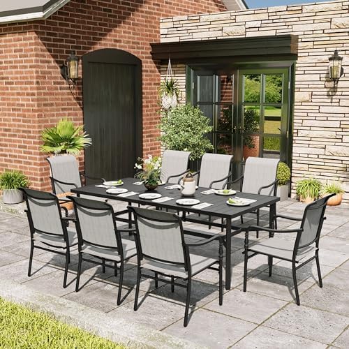 MIXPATIO 9pc Patio Dining Set, 83" Rectangular Table, Textilene Chairs by MIXPATIO