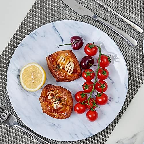 TP 12-Piece Melamine Dinnerware Sets, Service for 4, Marble Pattern - Image 3