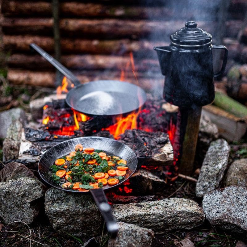 Petromax Wrought Iron Skillet, Long Handle Pan Conducts Heat Evenly, Indoor/Outdoor Camping Cookware for Campfire or Home Kitchen Use, Stove to Table Serveware - Image 5