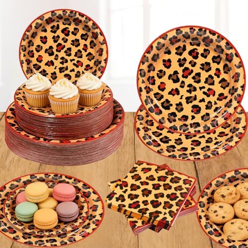 180pcs Red Cheetah Print Plates and Napkins Party Supplies,Serves 60 - Image 5