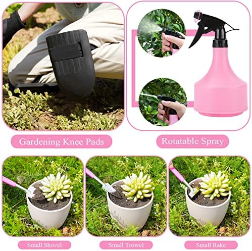 Pink Garden Tool Set Gardening Items for Women - 24PCS Heavy Duty Garden Tools with Detachable Storage Bag, Succulent Tool Set, Weeder - Image 6
