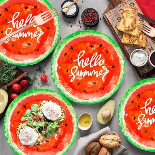 50Pcs Watermelon Party Supplies Watermelon Paper Plate,7" Sweet Water melon Dessert Plates Summer Fruit Plates for Baby Shower Summer Fruit Birthday Party Decor (Red) - Image 5