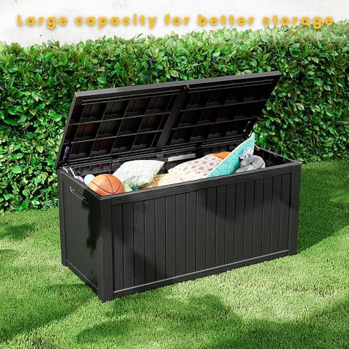 Mersco 200 Gallon Double-Wall Resin Deck Box - Lockable Waterproof Outdoor Storage Box, 1000lbs Capacity & Doubles as Seating for Patio Furniture - Garden Tools, Pool Accessories (Black) - Image 7