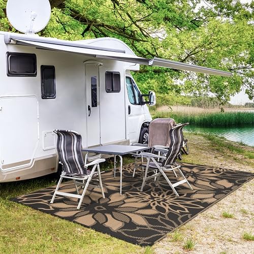 GENIMO Outdoor Rug, Waterproof Plastic Rugs for Patio, 5'x8' Brown - Image 4