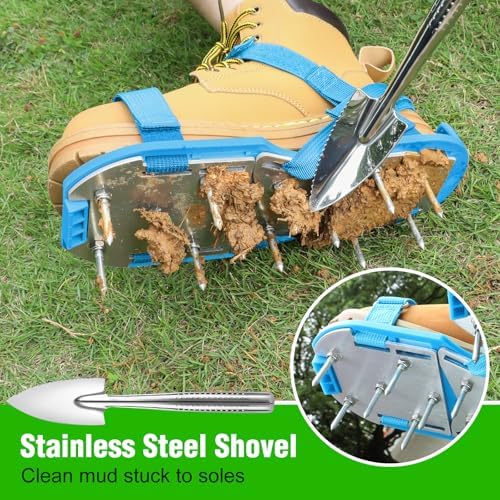 Lawn Aerator Shoes for Grass - Pre-Assembled Grass Aerator Shoes for Lawn - Soil Yard Aerator Tool for Aerating Patio Garden, Blue, Small Size - Image 6
