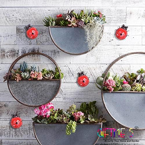 Metal Garden Yard Art Decorative 4 Pack Ladybugs Outside Garden Wall Sculptures(RED) - Image 3