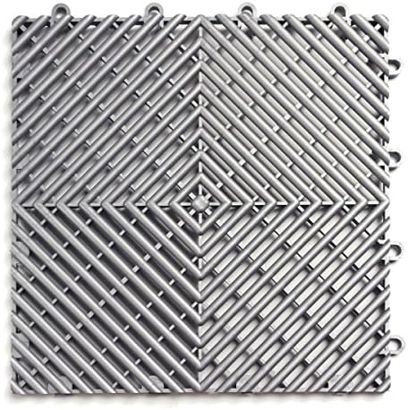 SnapLock RaceDeck Free-Flow 12"x12" Interlocking Garage Tiles, 48pk, Alloy by BigFloors
