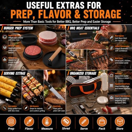 139 PCS Griddle Accessories Kit for Blackstone and Camp Chef, Flat Top Grill Tools Set with Enlarged Spatulas, Professional Burger Press Set with Patty Maker and Carry Bag for Outdoor BBQ - Image 5