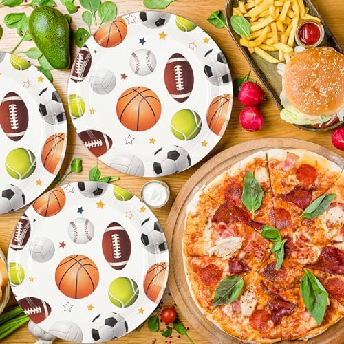 75PCS Sports Birthday Party Decorations, 7Inch Sports Theme Party Plates and Napkins Baseball Football Soccer Basketball Volleyball Disposable Tableware Set Party's Supplies for Birthday Baby Shower - Image 2