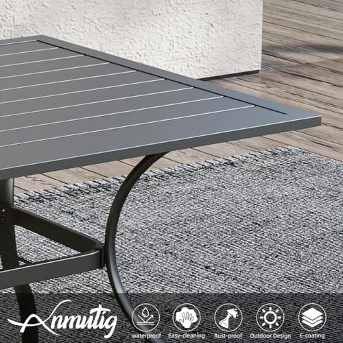 63"x38" Rectangle Outdoor Patio Dining Table with Umbrella Hole - 6 Person - Image 5